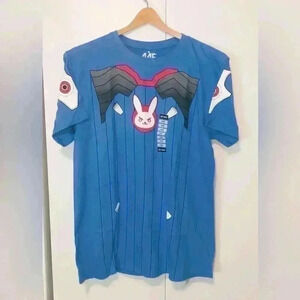 Overwatch D.Va T Shirt Large Cosplay Unisex Blue Graphic Blizzard Hot Topic NWT